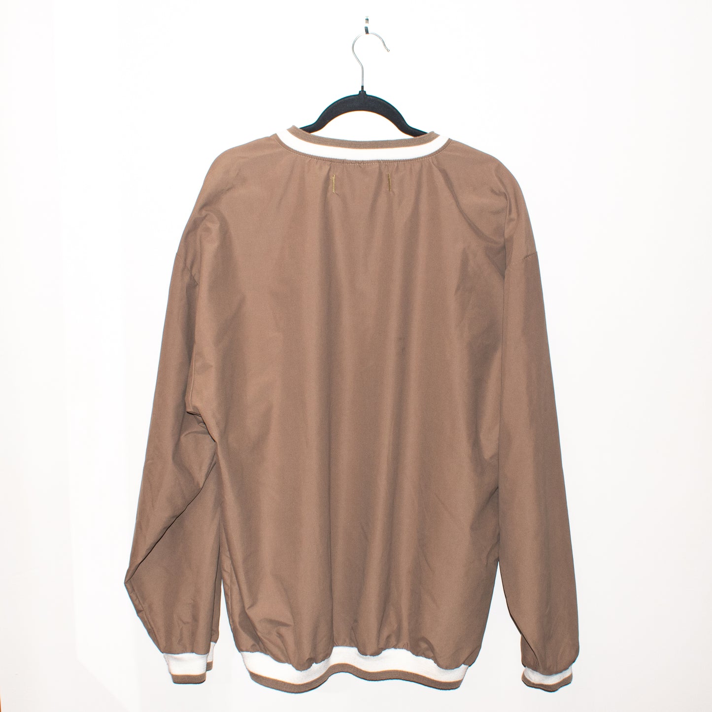 SYKA tan pullover w/ custom velvet fig appliqués